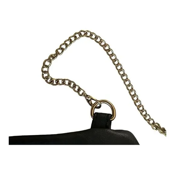 Aitbags Elegant Clutch/Crossbody Handbag. Black w gold accents. Removable chain - Picture 7 of 8